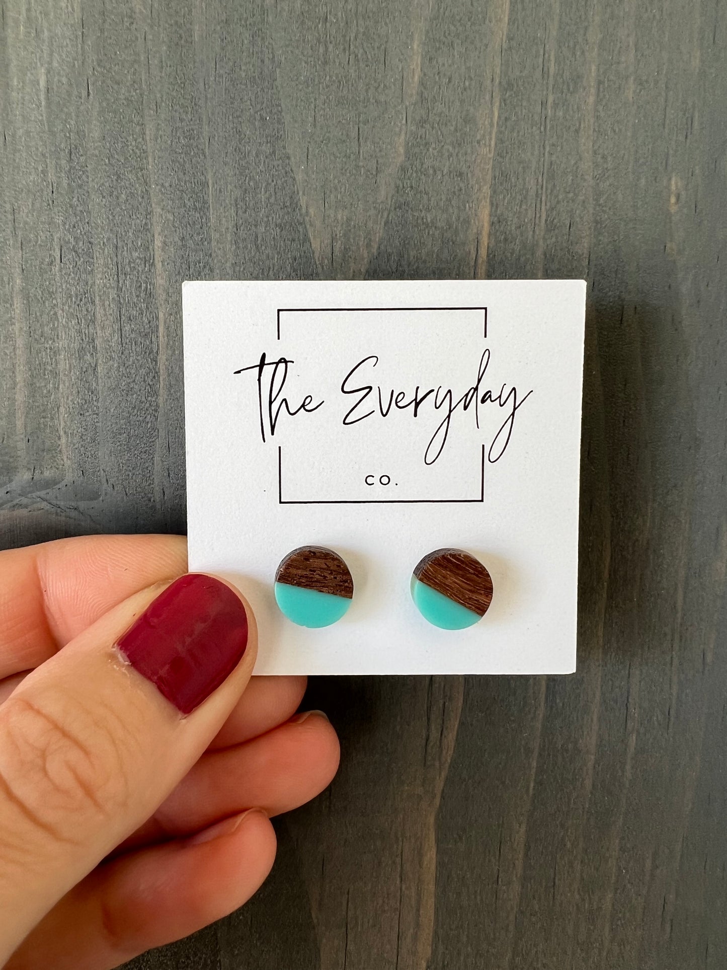 Resin & Wood Stud Earring