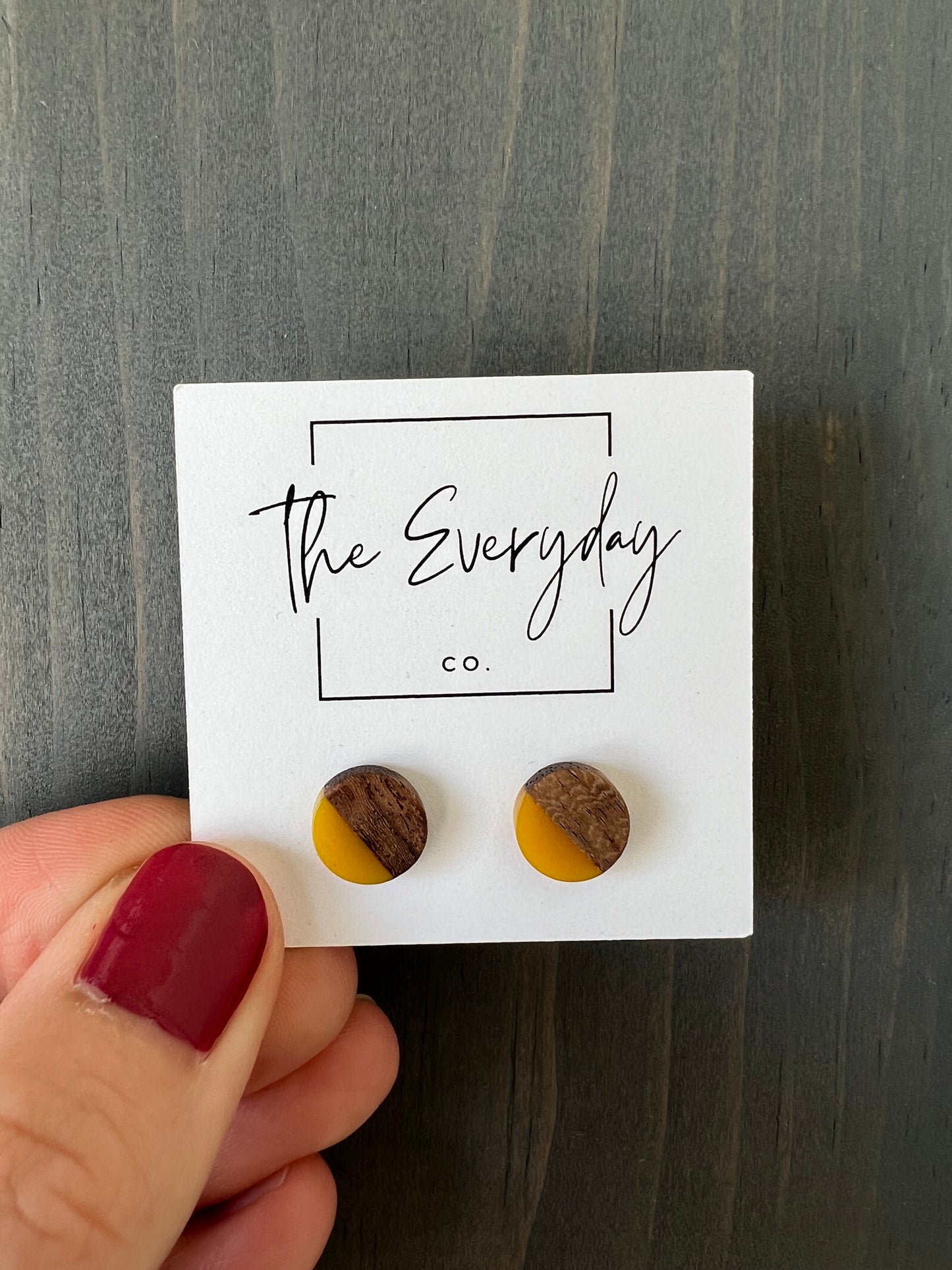 Resin & Wood Stud Earring
