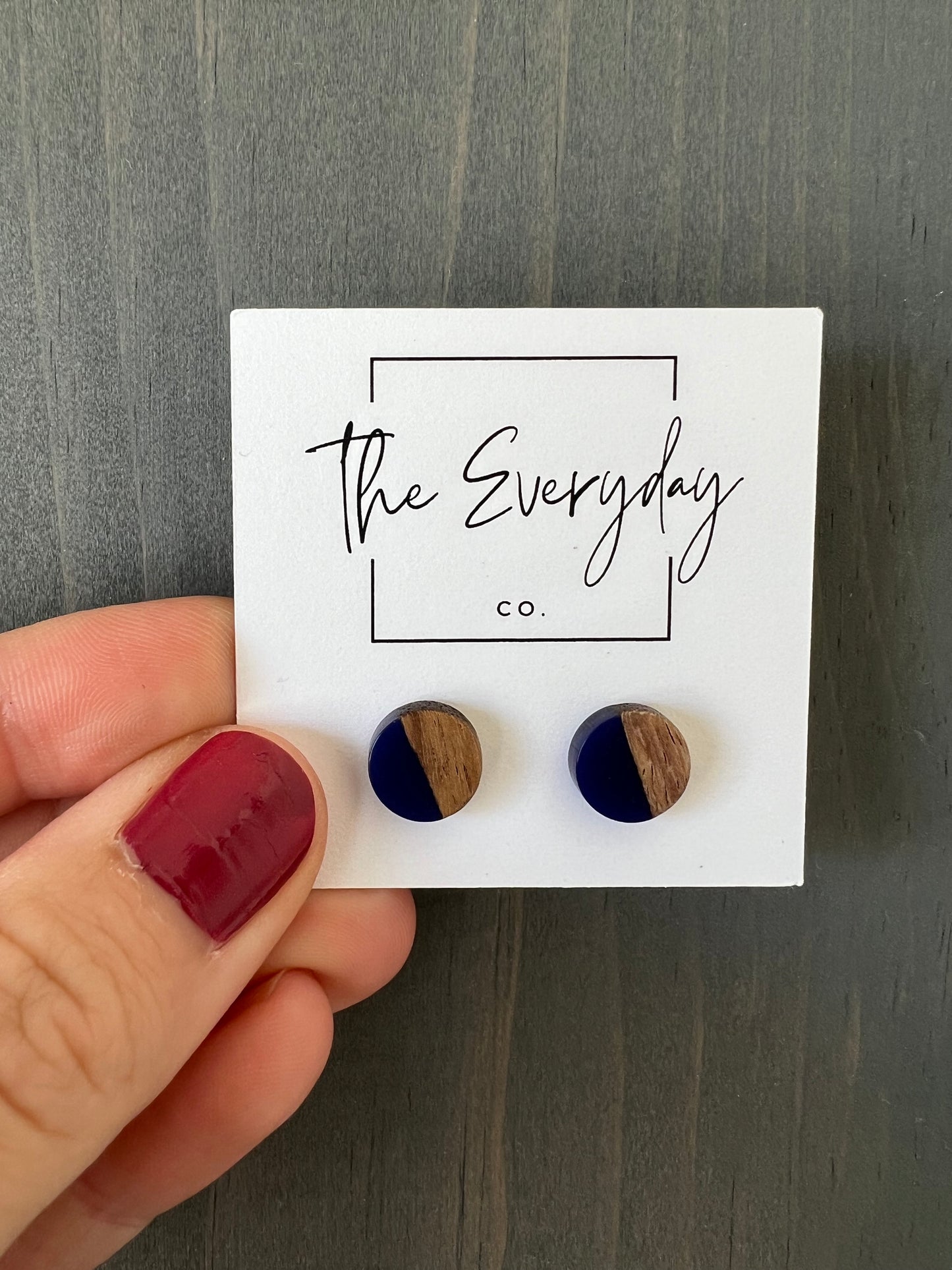 Resin & Wood Stud Earring
