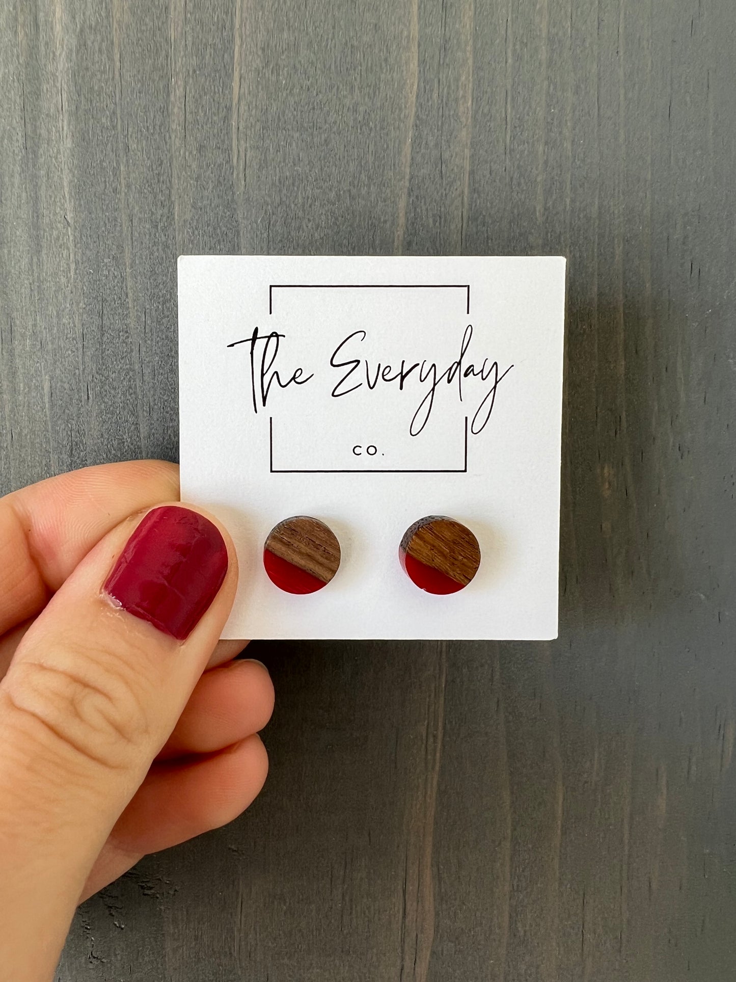 Resin & Wood Stud Earring
