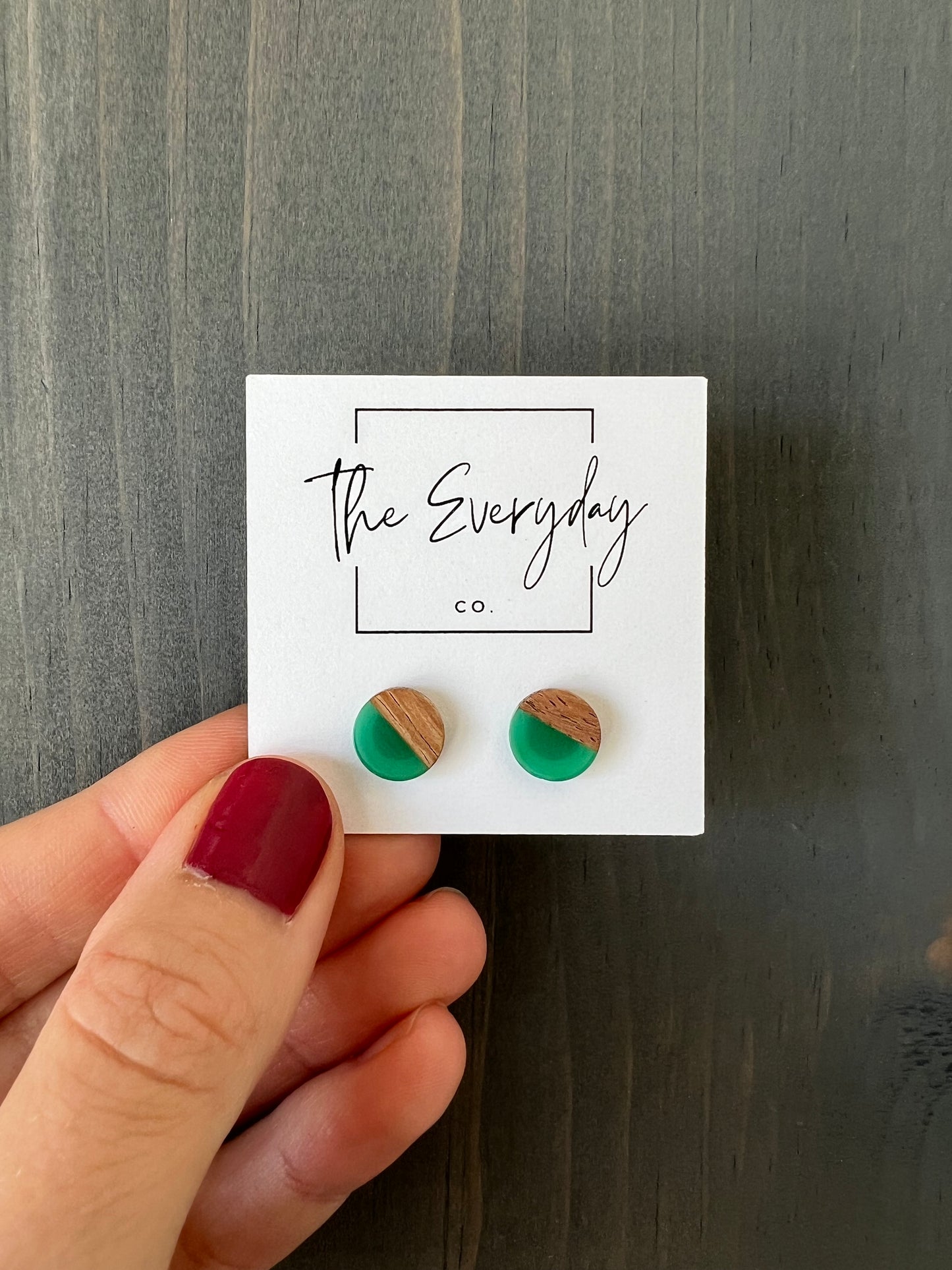 Resin & Wood Stud Earring