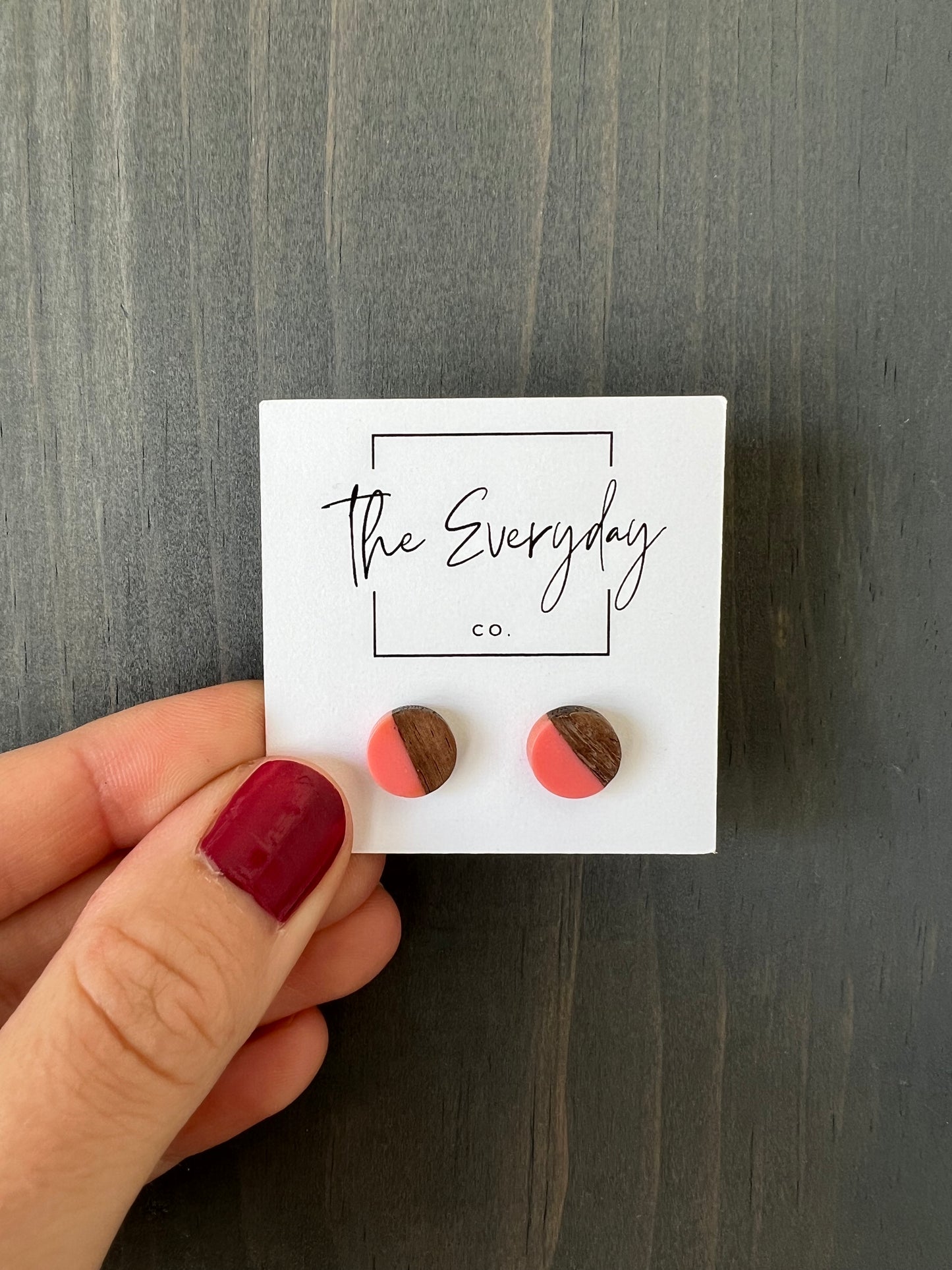Resin & Wood Stud Earring