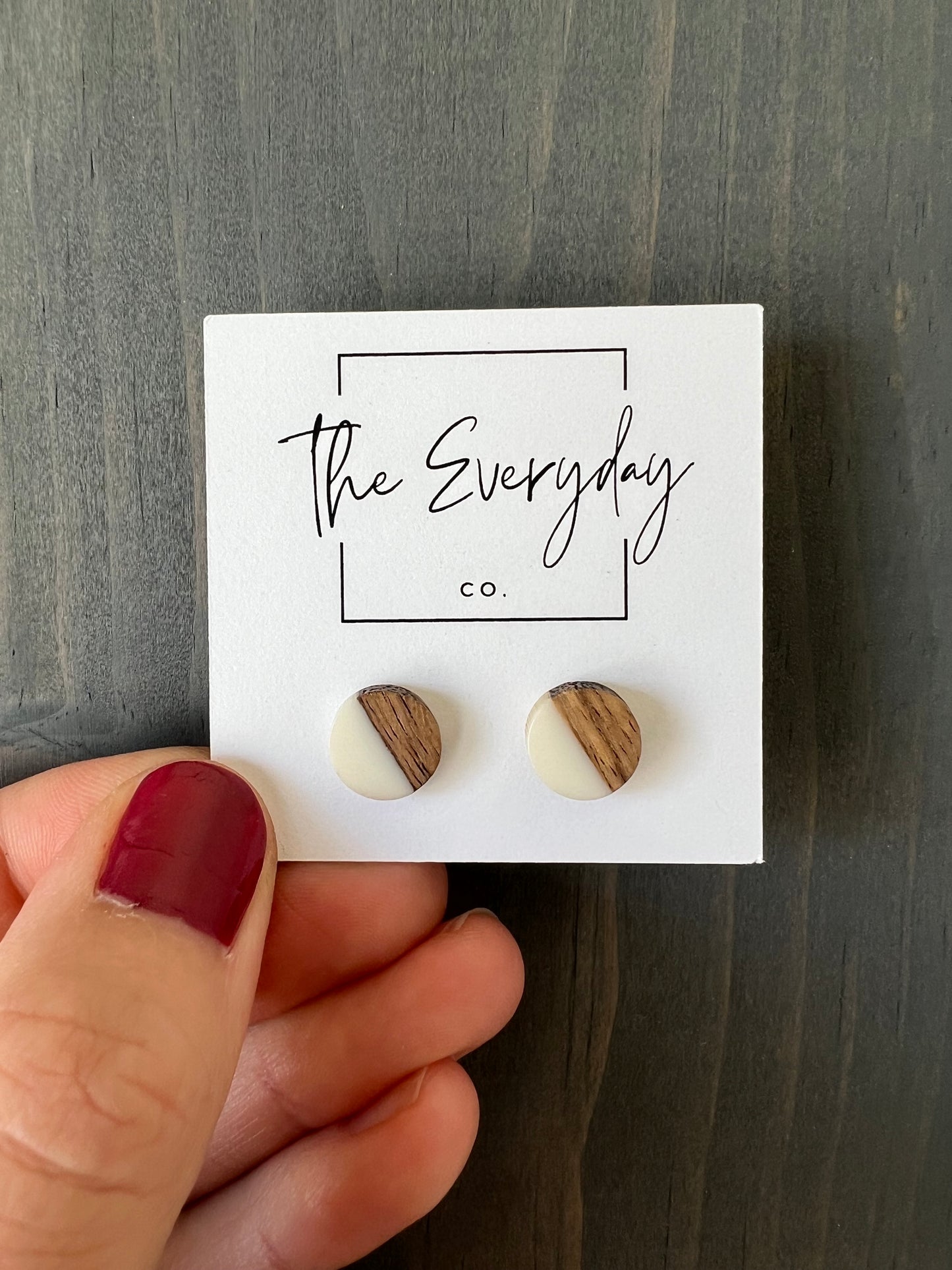 Resin & Wood Stud Earring